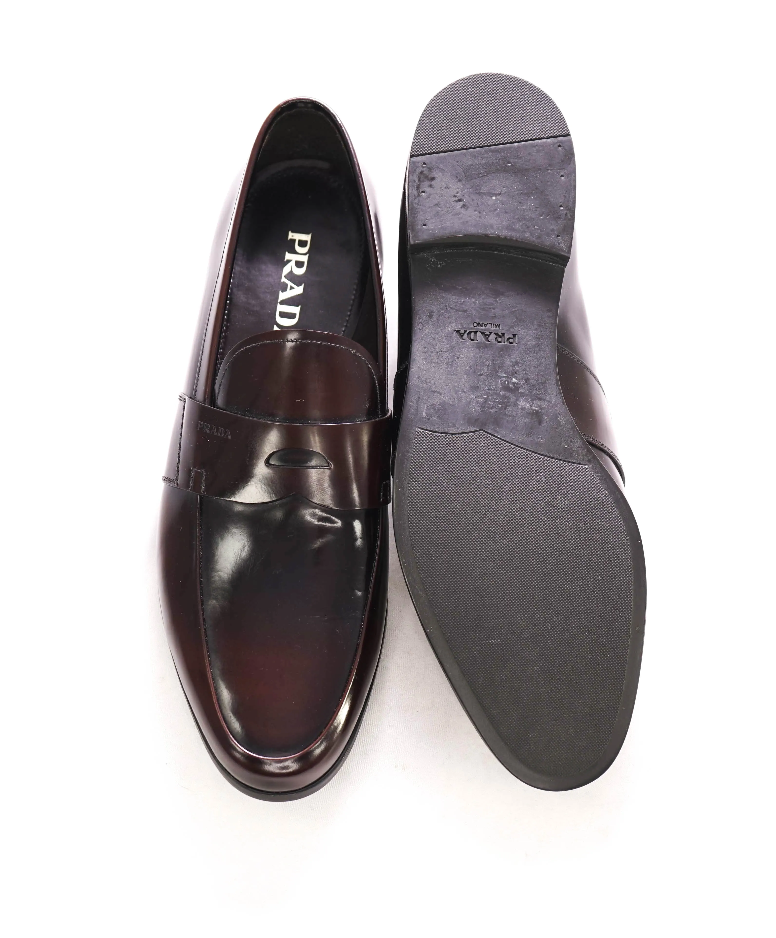 $950 PRADA - Brown Spazzolato Leather Penny Loafers - 11 US (10 Prada)