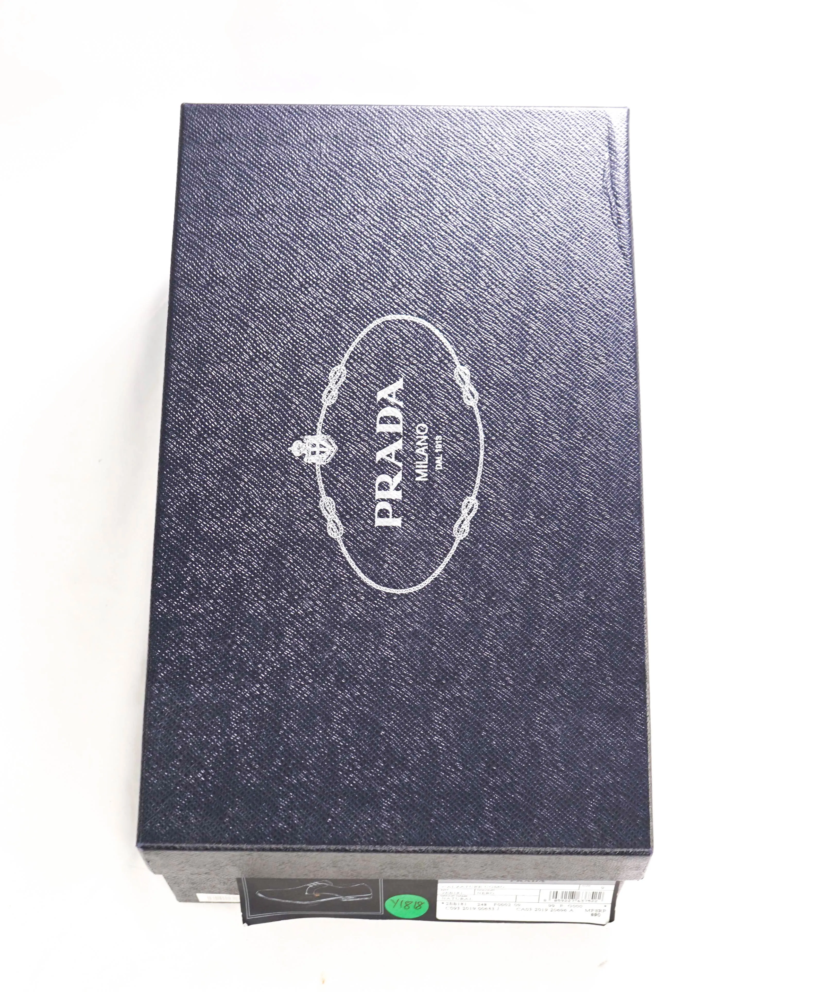 $980 PRADA - Leather Cap Toe "CALZATURE" Oxfords W Logo Inset Heel - 10 US