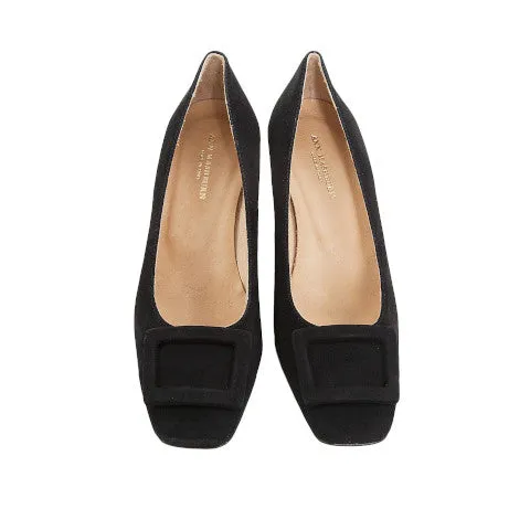 Ann Mashburn Black Suede Buckle Heel