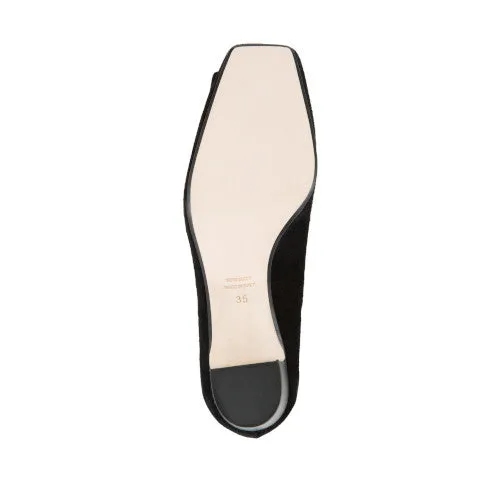 Ann Mashburn Black Suede Buckle Heel