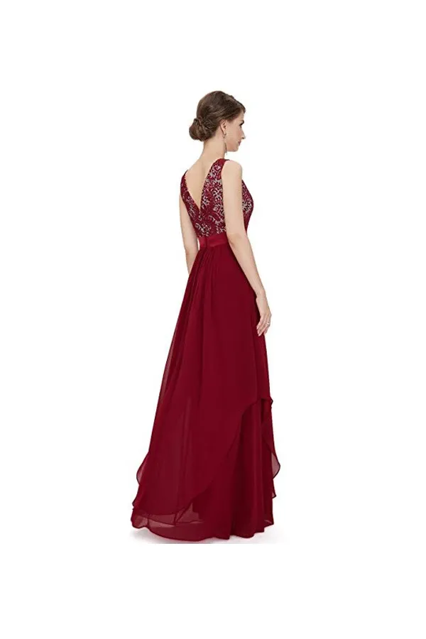 Anneprom A-Line Chiffon Round Neck Evening Dress Party Dress Prom Dress APB0029