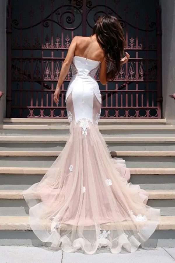 Anneprom Trumpet Sweetheart Sleeveless Tulle Court Train Prom Dress, Party Dress APP0513