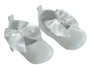 Baby Girls Large Satin Bow Shoes - White