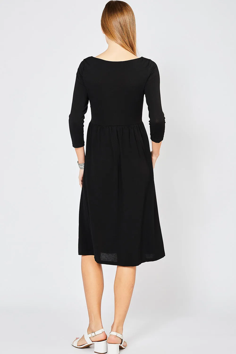 Basic Black Lace Up Dress