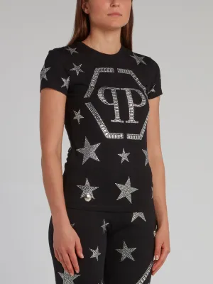 Black Crystal Monogram T-Shirt