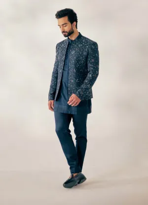 Blue Short Jacket Kurta Set