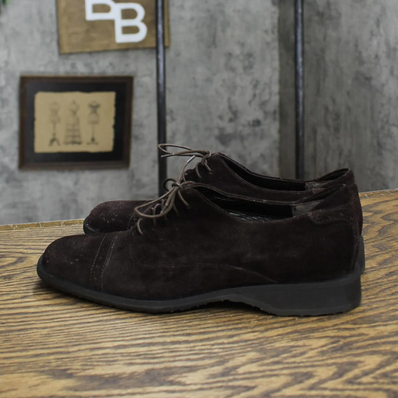 Bruno Magli Womens Vintage Suede Lace Up Oxford Dress Shoes Brown 5.5B