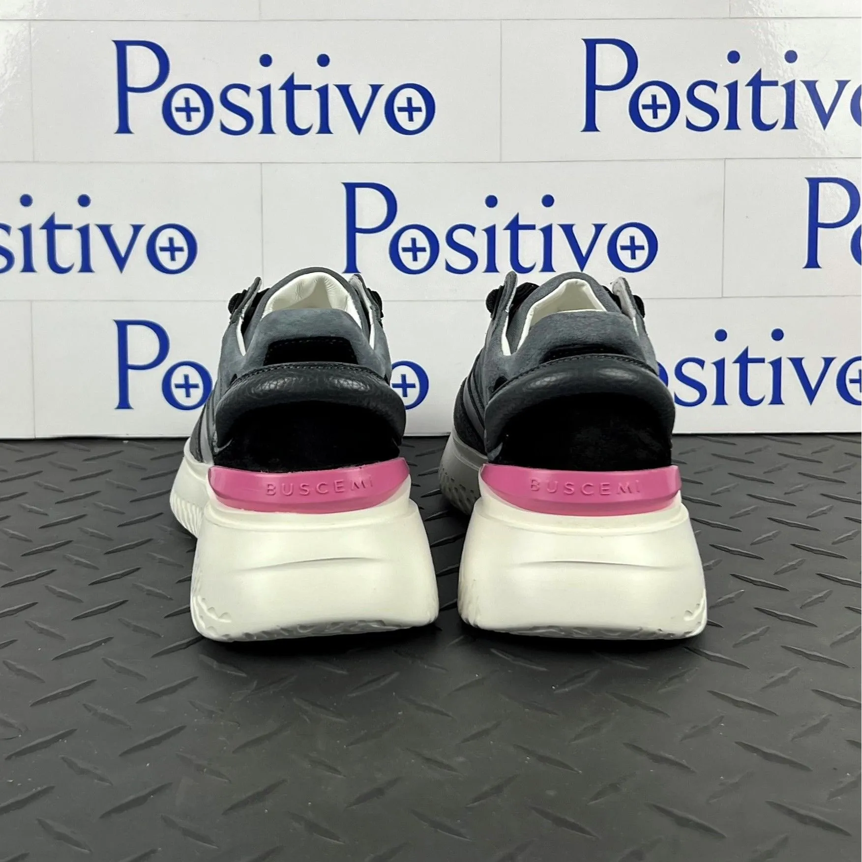 Buscemi Women's Veloce Dark Grey Leather Sneakers SAMPLE