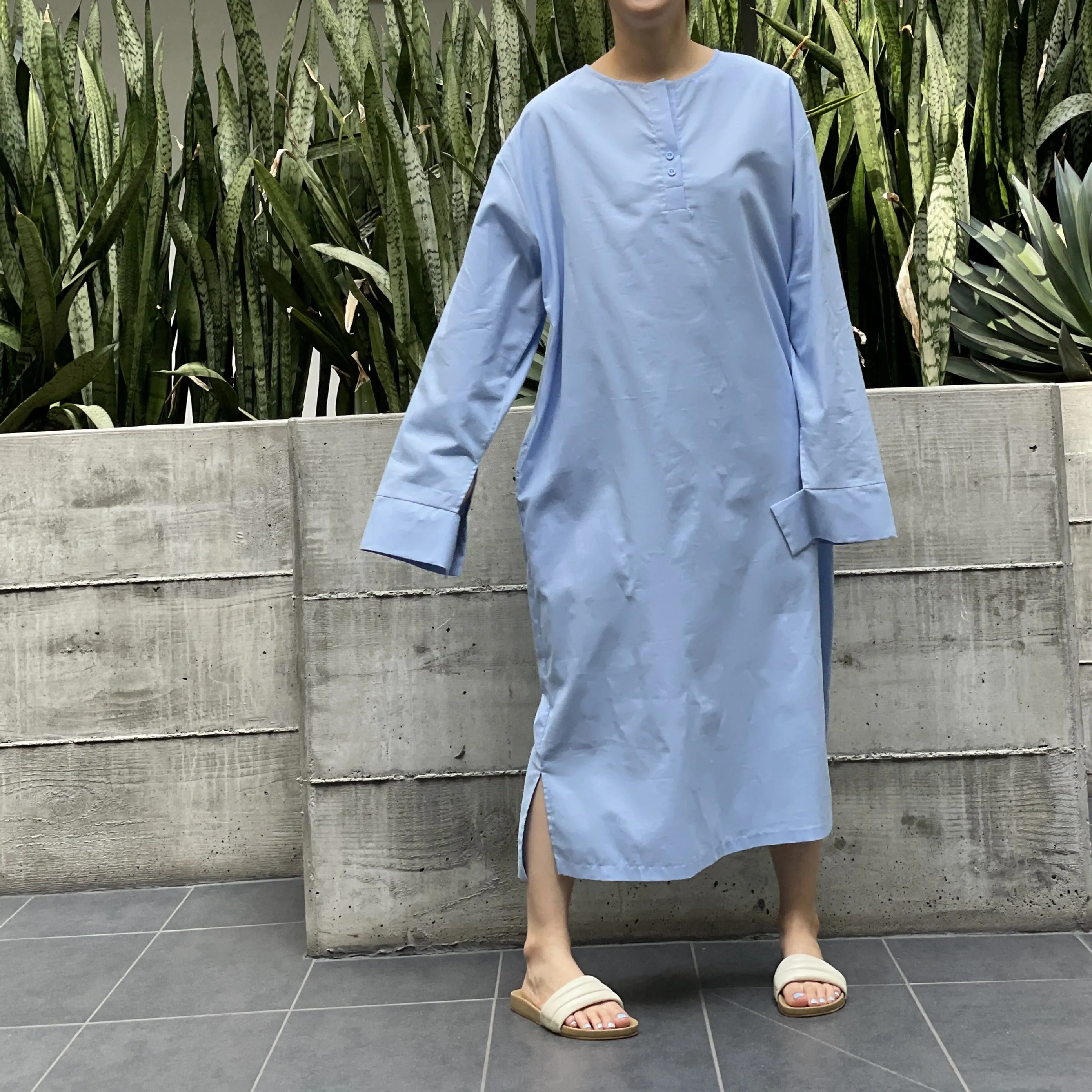 California Dress Sky Blue (Cotton Oxford Version)