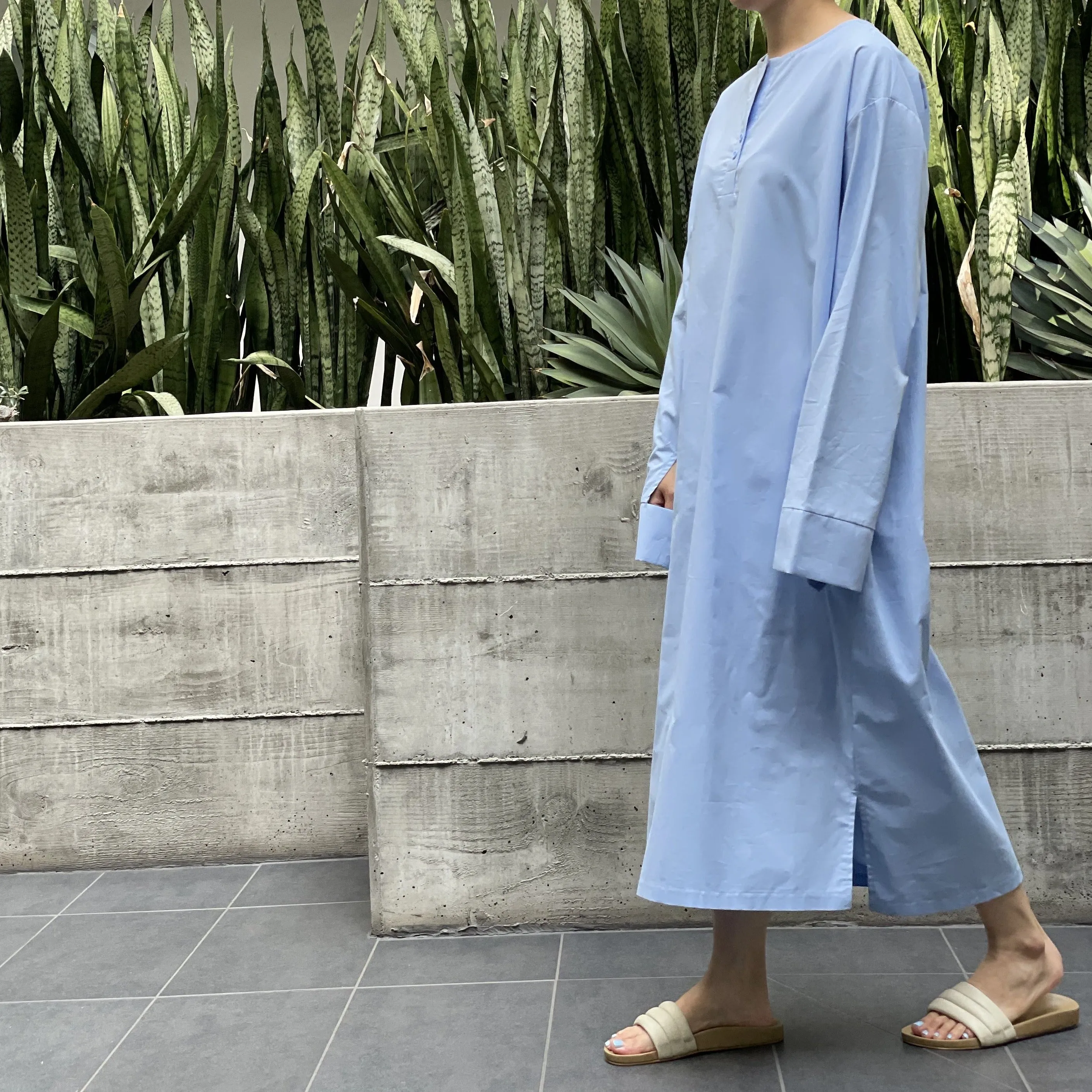California Dress Sky Blue (Cotton Oxford Version)