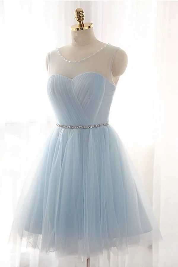 Charming Strapless Tulle Short Prom Dress With Pleats , Homecoming Dress YZ210902