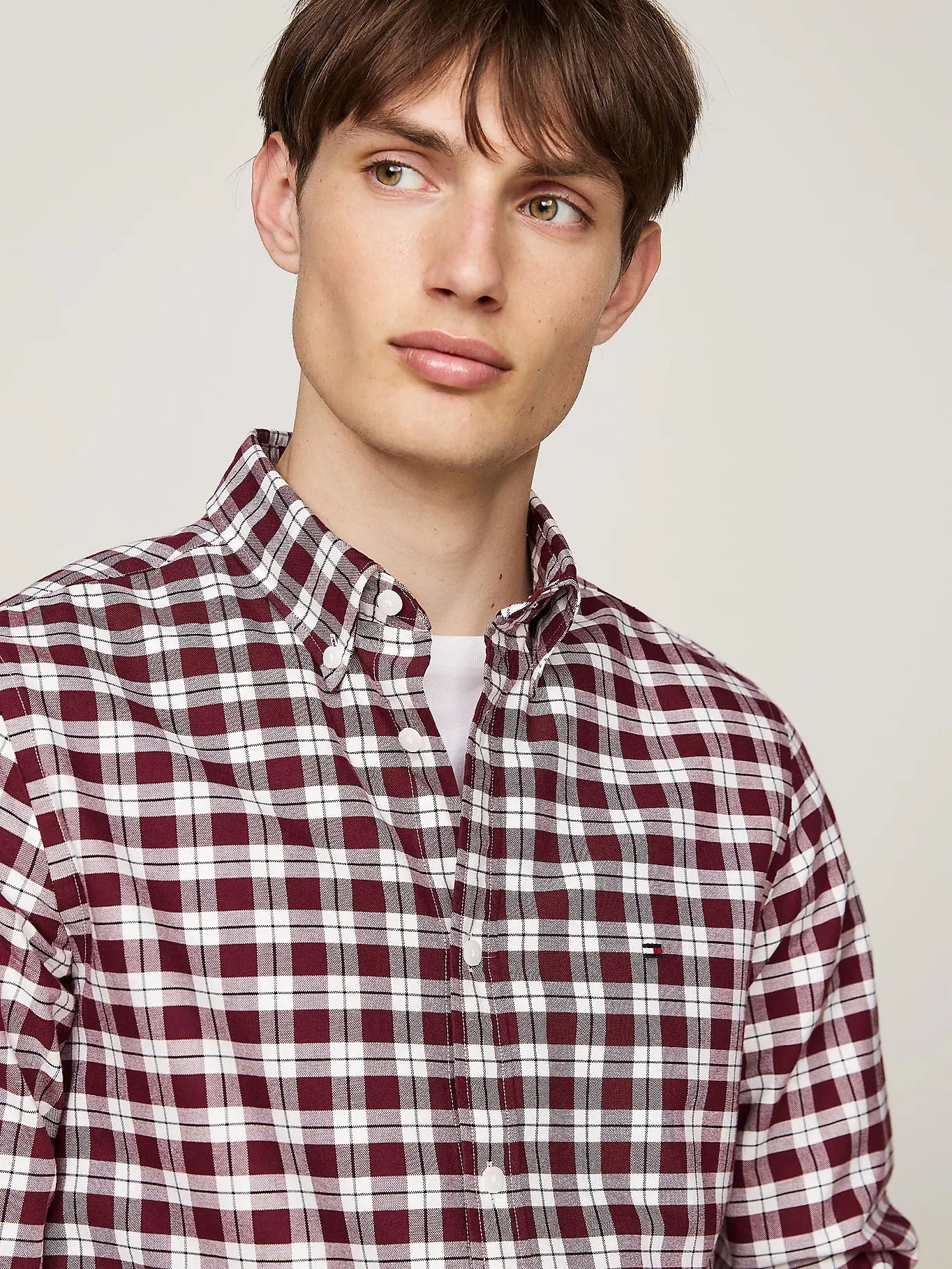 Check Slim Fit Oxford Shirt in Indigo