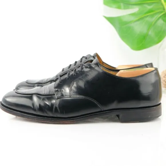 Cole Haan Mens Calhoun Oxford Size 9 D Black Leather Split Apron Toe Dress Shoe