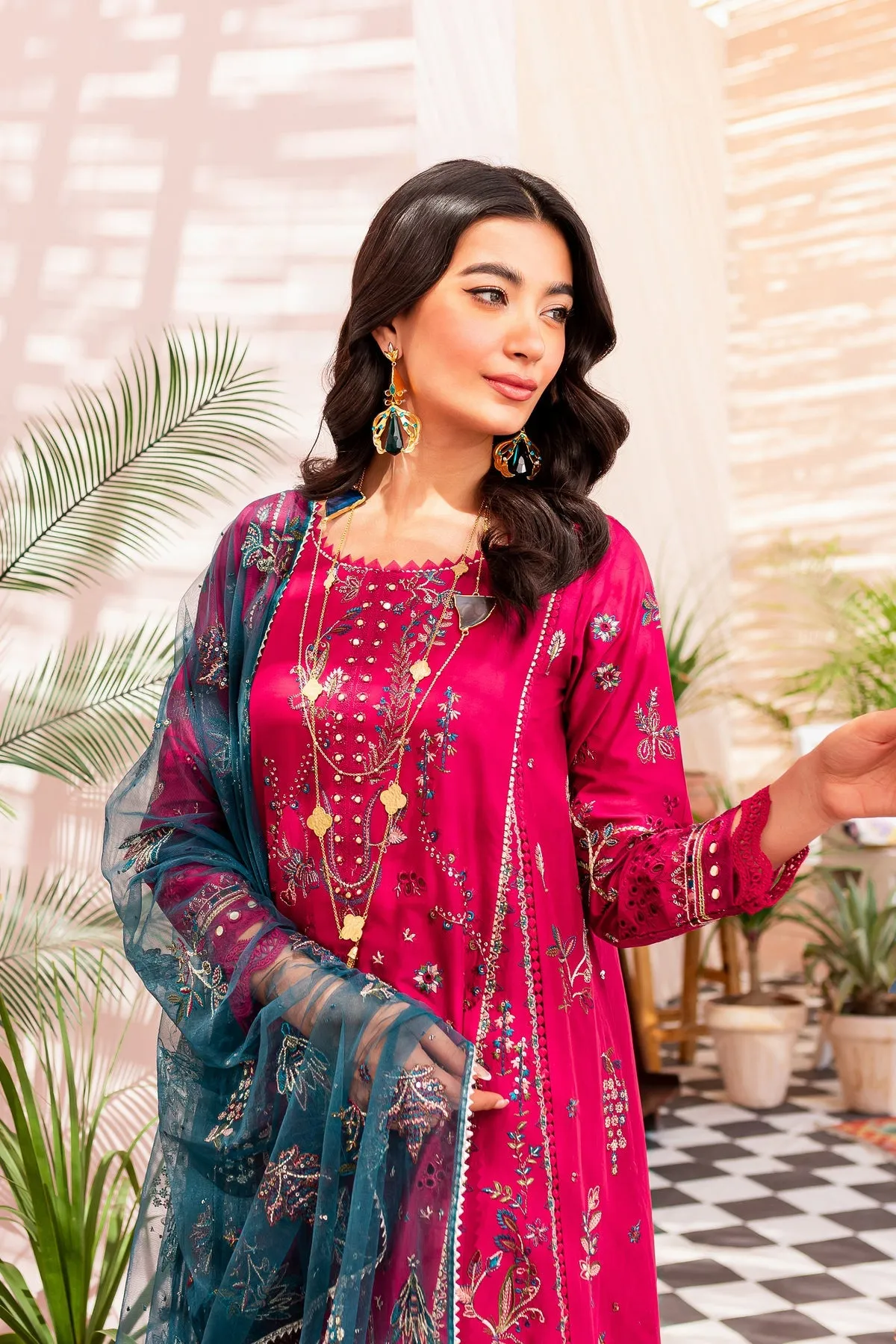 Embroidered Pakistani Eid Dress in Kameez Trouser Style