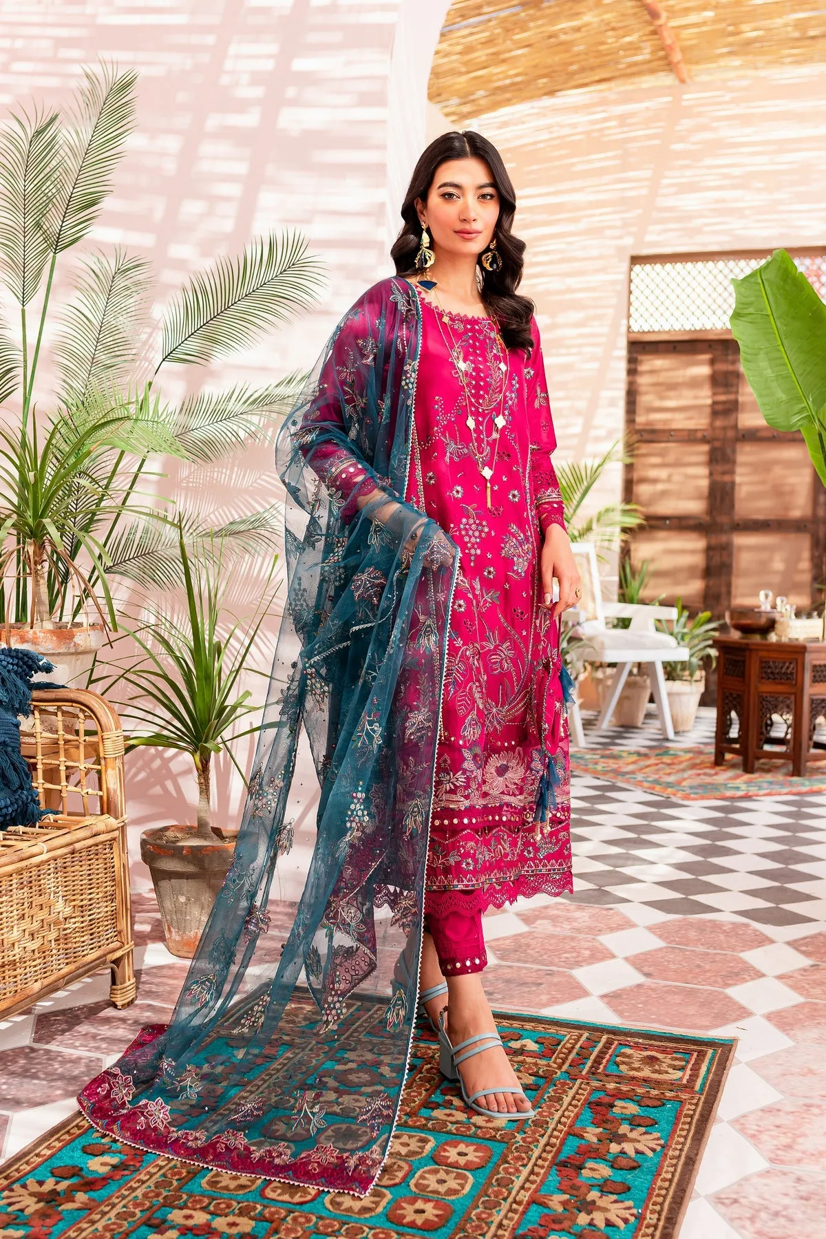 Embroidered Pakistani Eid Dress in Kameez Trouser Style