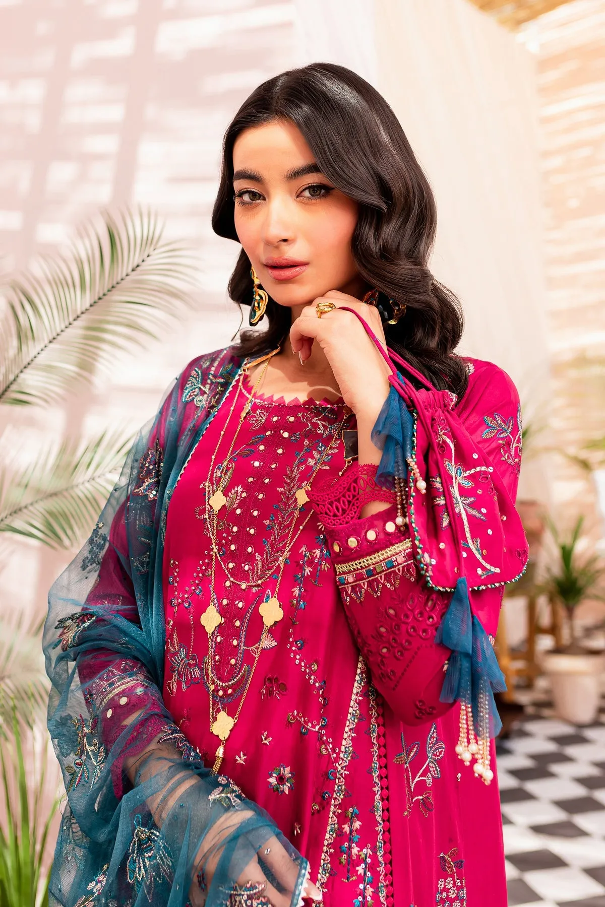 Embroidered Pakistani Eid Dress in Kameez Trouser Style
