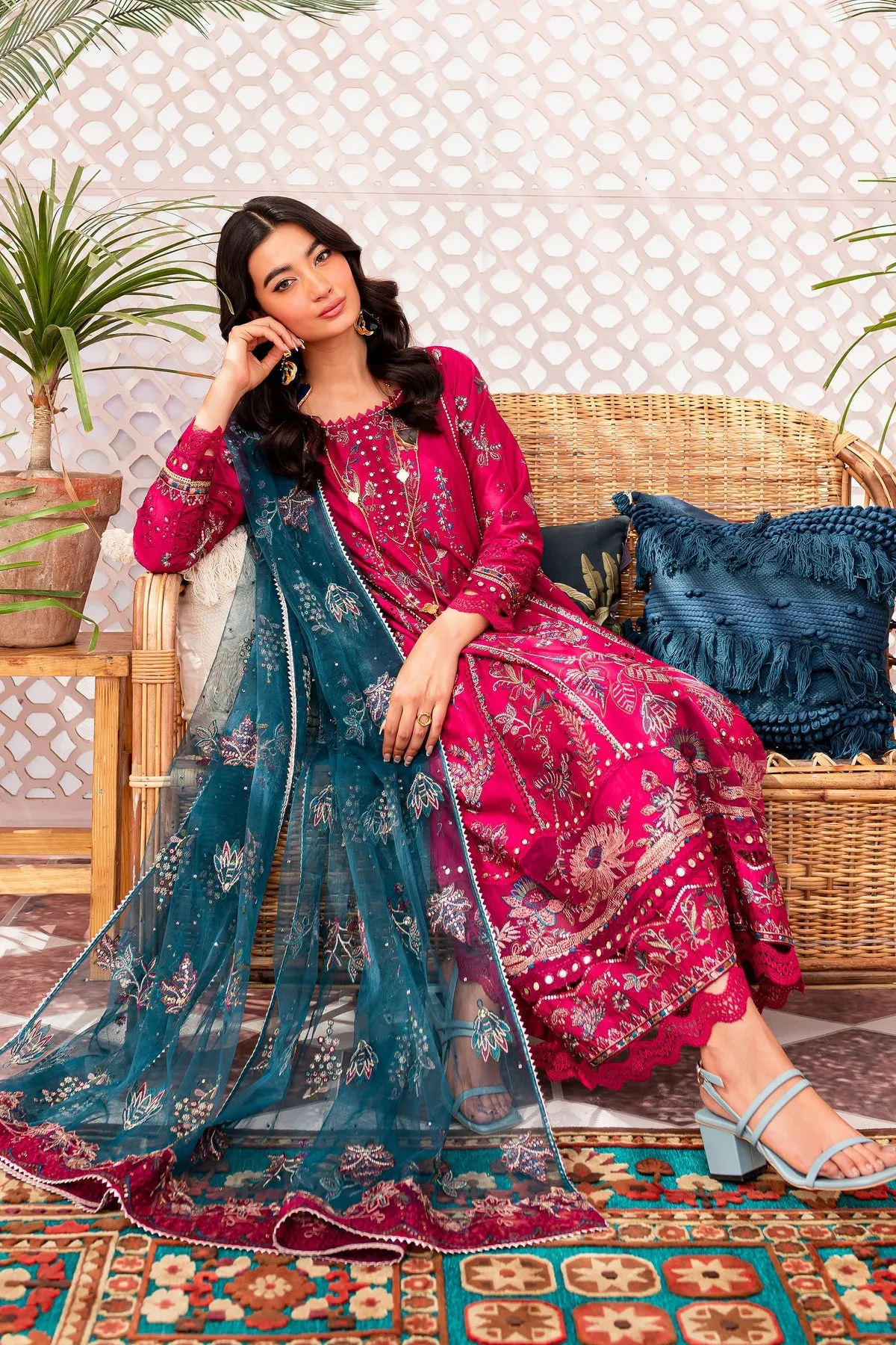 Embroidered Pakistani Eid Dress in Kameez Trouser Style