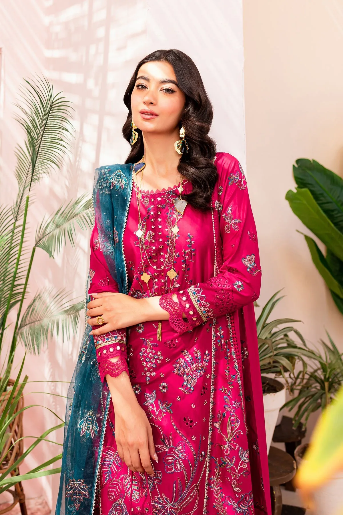 Embroidered Pakistani Eid Dress in Kameez Trouser Style