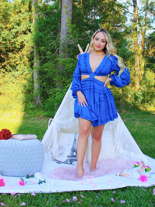 Enchant Me Ruffle Dress, Royal Blue