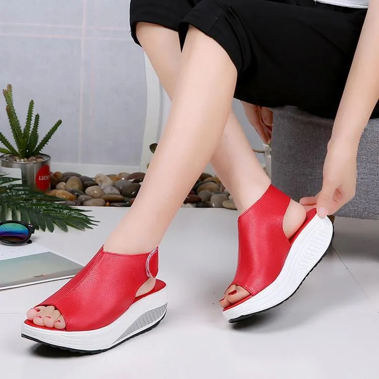 Female Sandals Vintage Wedges Platform Shoes