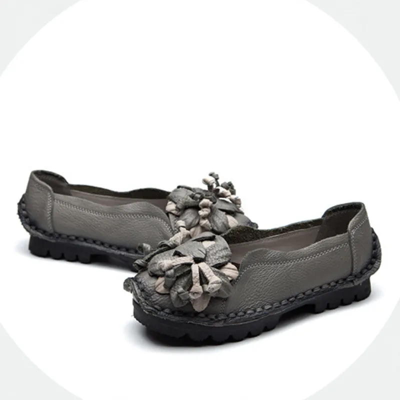 Genuine Leather Handmade Women's Flat Soft Sole Shoes