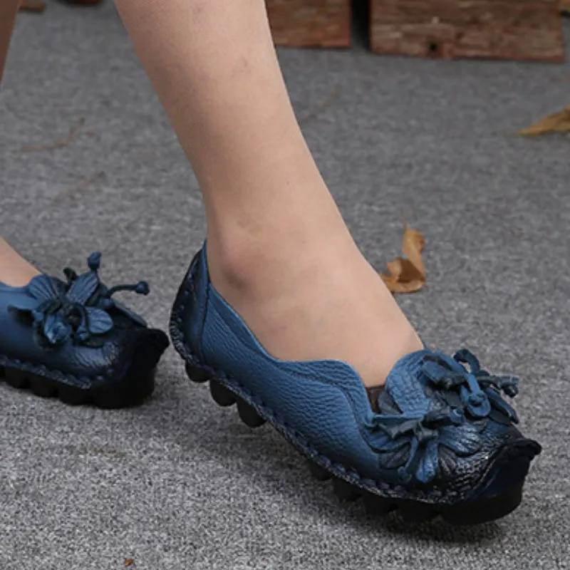 Genuine Leather Handmade Women's Flat Soft Sole Shoes