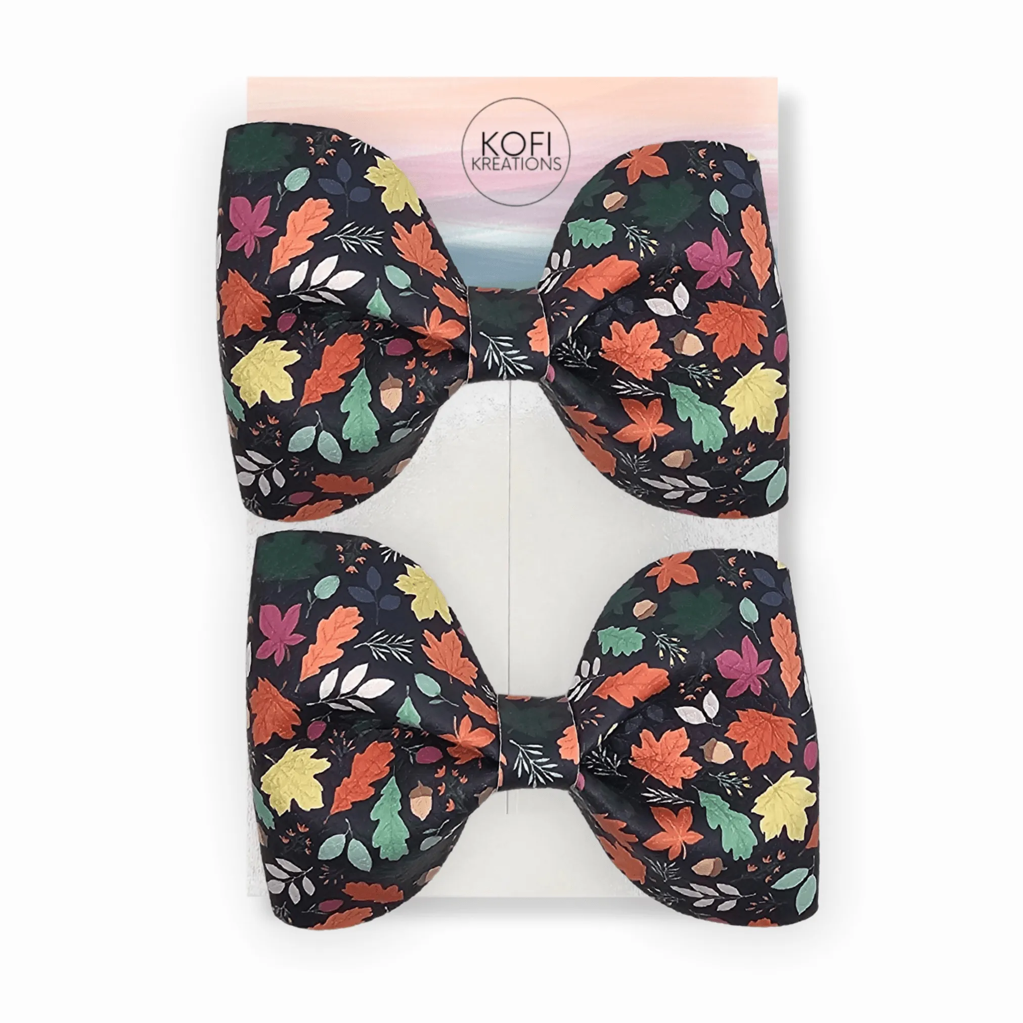 Green Leaf Flower Pinch Hair Bow