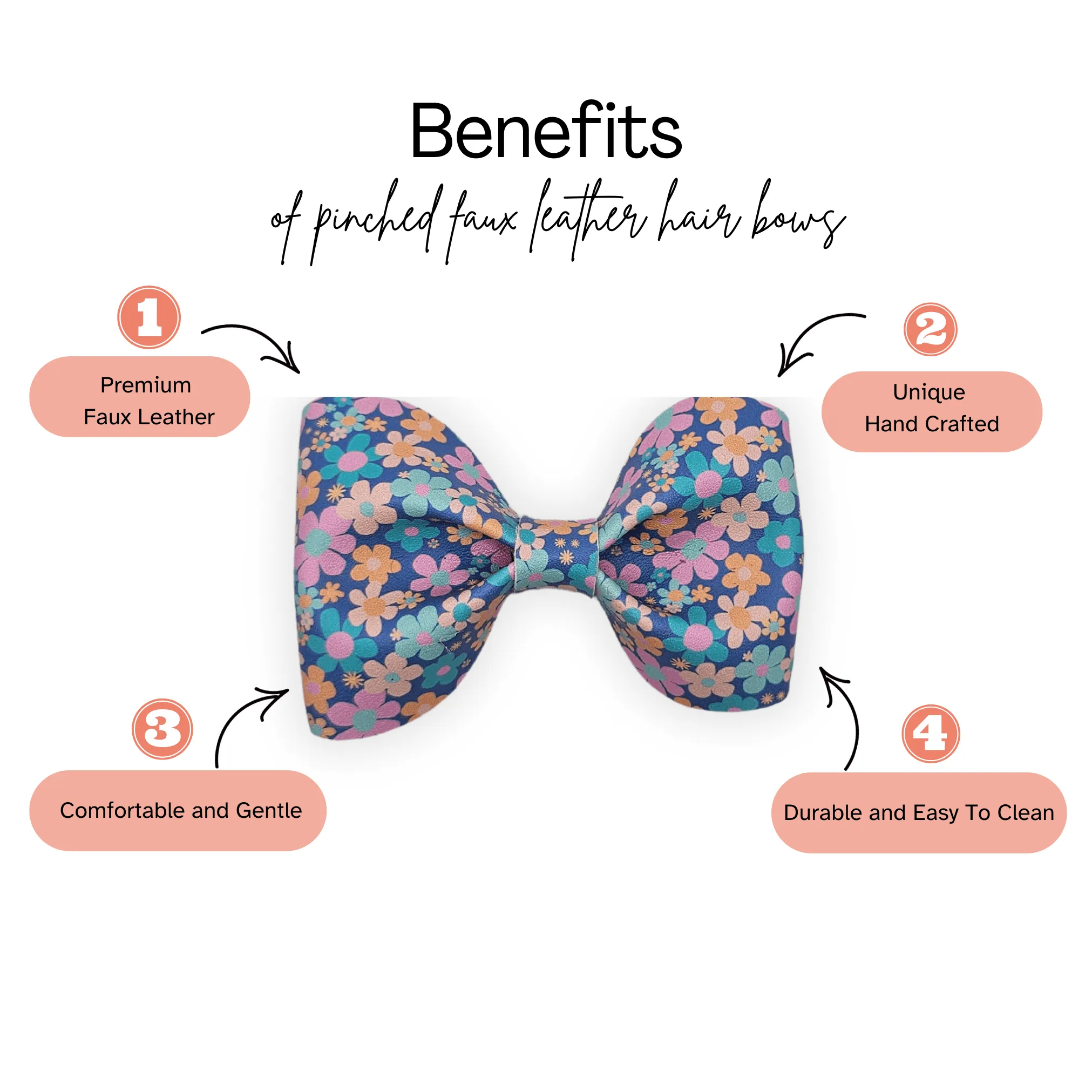 Green Leaf Flower Pinch Hair Bow