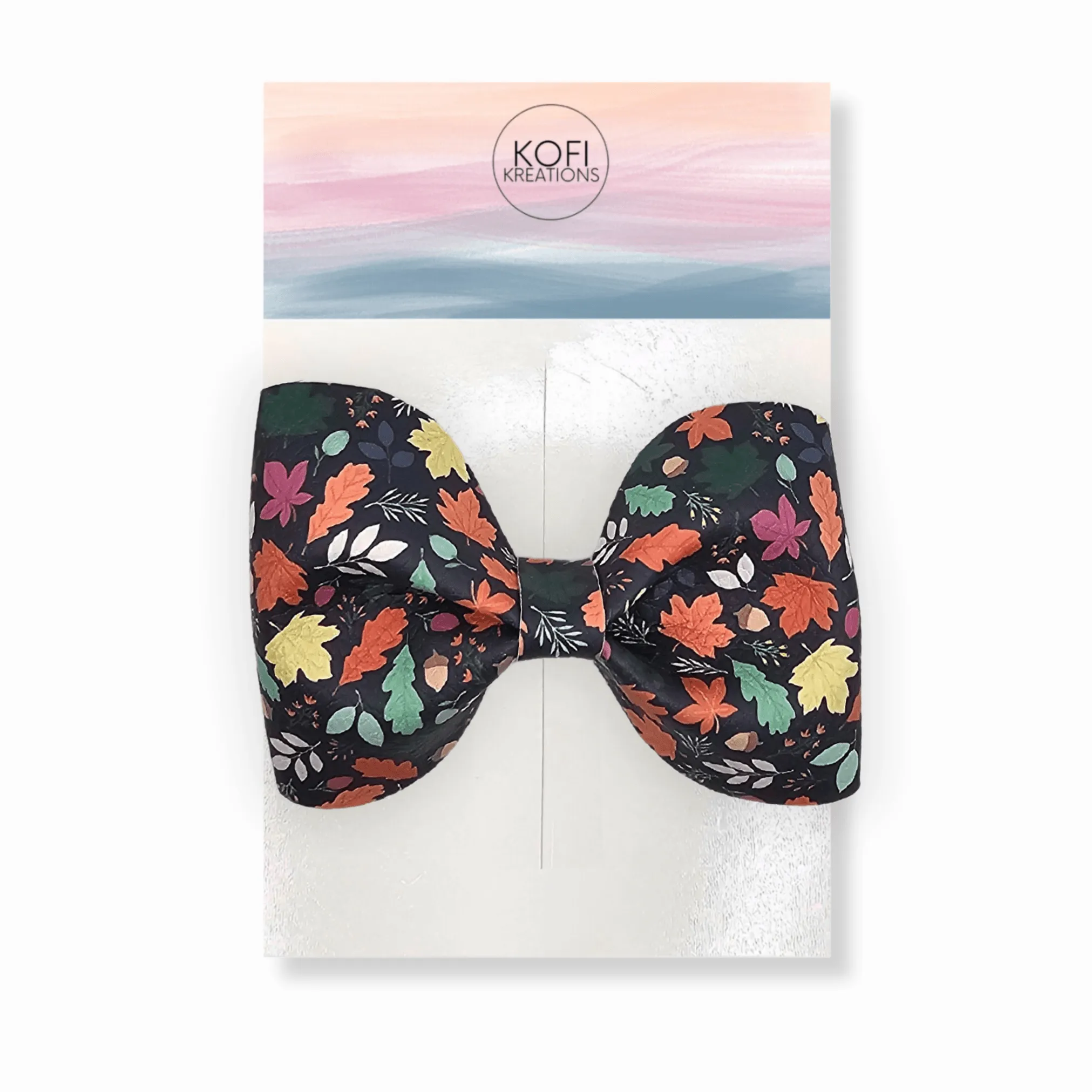 Green Leaf Flower Pinch Hair Bow
