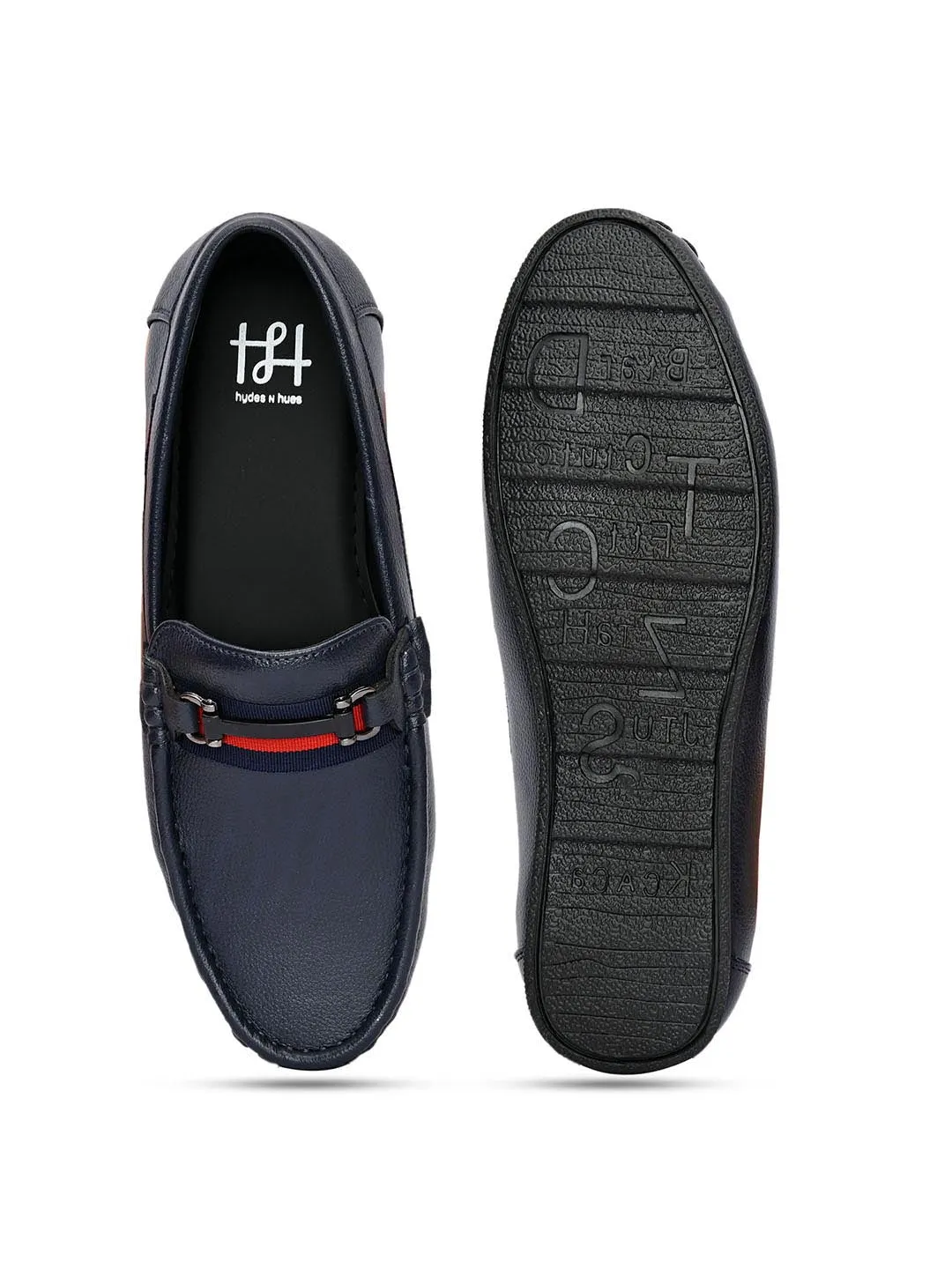 Hydes N Hues Men Blue Loafers with Metal Buckle