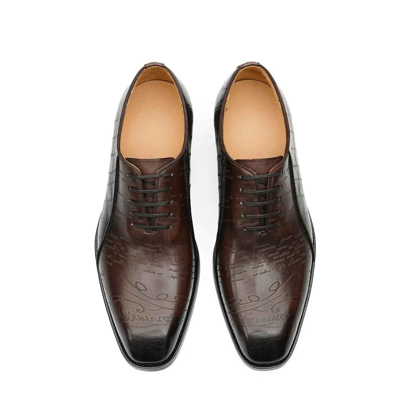 Leather Shoes Men's First Layer Cowhide Leather Vintage Crocodile Pattern Oxford Shoes Business Formal Wear Groom Wedding Shoes68870