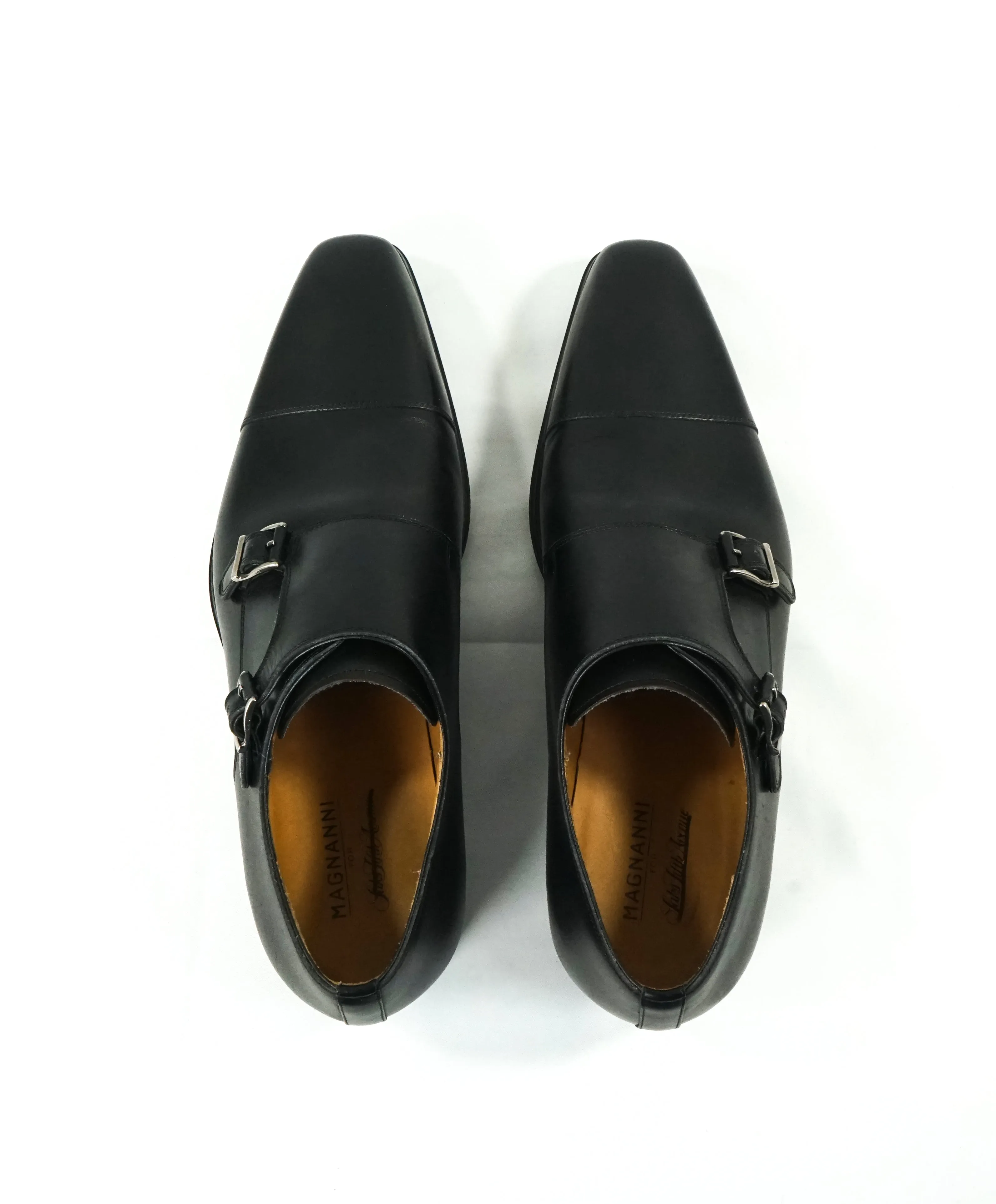 MAGNANNI For SAKS FIFTH AVENUE- Black Double Monk Strap Loafers - 8