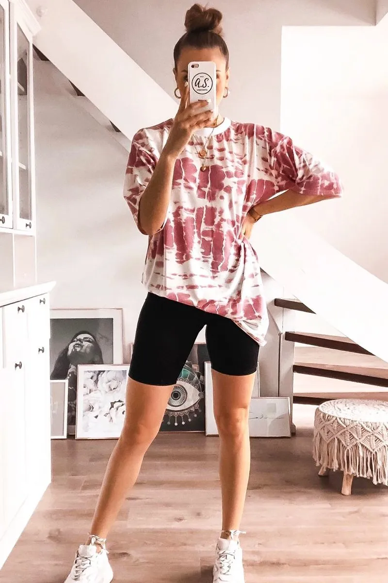 Mauve Tie Dye Oversized T-Shirt Dress - Avriella