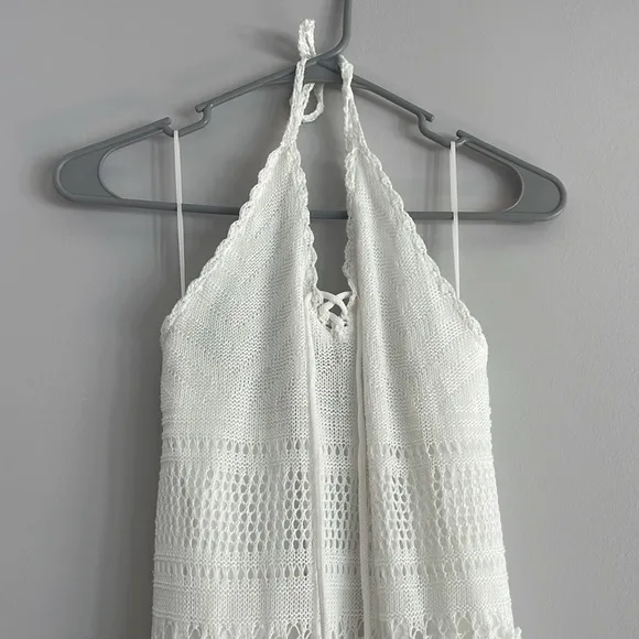 NWT Solitaire Swim White Crochet Knit Dress Maxi Beach Bridal Medium