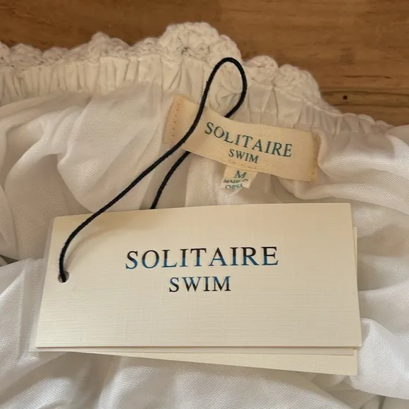 NWT Solitaire Swim White Crochet Knit Dress Maxi Beach Bridal Medium