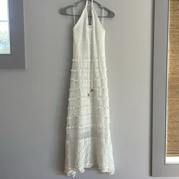 NWT Solitaire Swim White Crochet Knit Dress Maxi Beach Bridal Medium