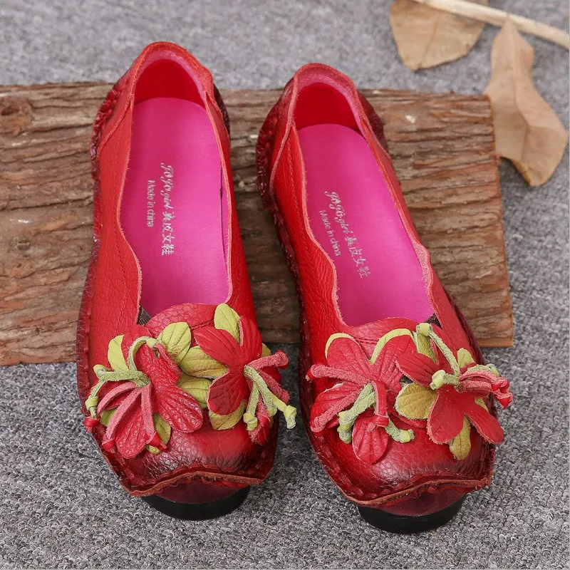 Original Handmade Genuine Leather Women Flat Moccasins Shoes