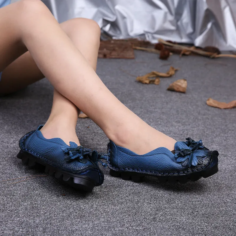 Original Handmade Genuine Leather Women Flat Moccasins Shoes
