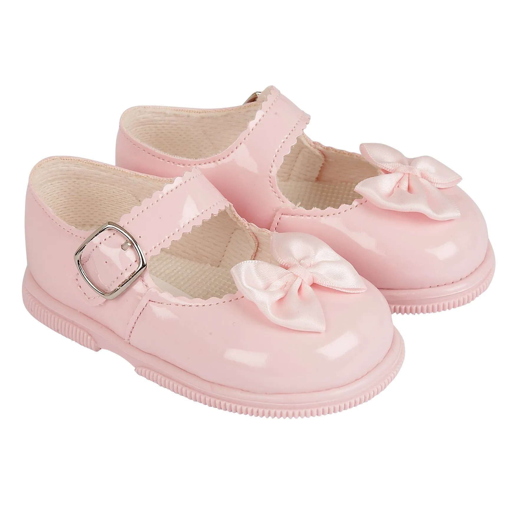 Pink Patent Hard Sole Bow Shoes