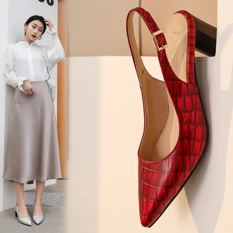 Pointed Toe Slingbacks Women's High Heel Chunky Sandals