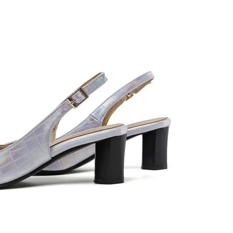 Pointed Toe Slingbacks Women's High Heel Chunky Sandals