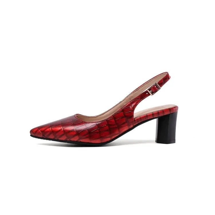 Pointed Toe Slingbacks Women's High Heel Chunky Sandals