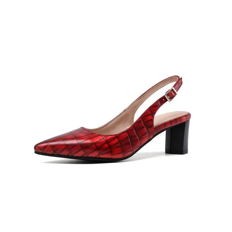 Pointed Toe Slingbacks Women's High Heel Chunky Sandals