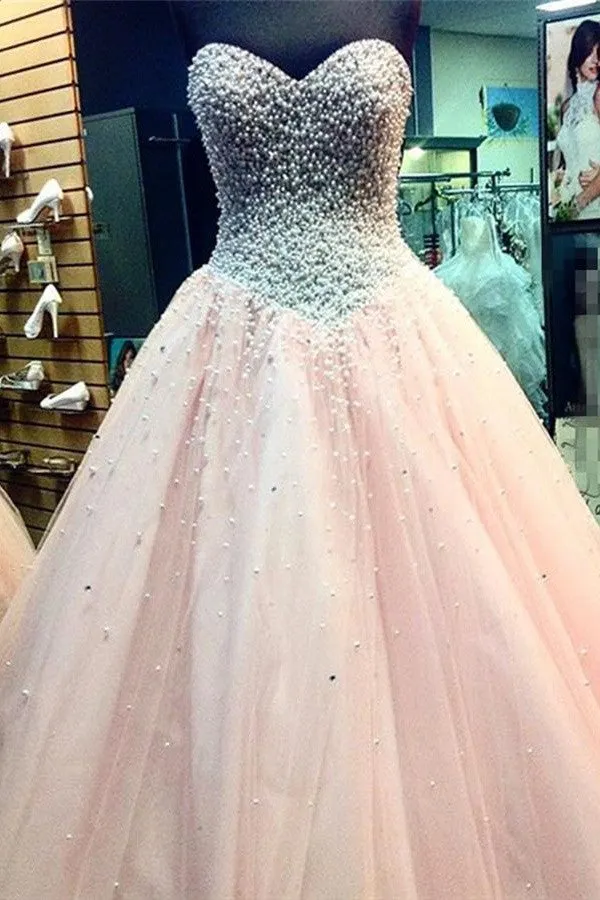 Pretty Sweetheart Beading Ball Gown Handmade Lace Up Prom Dress K719