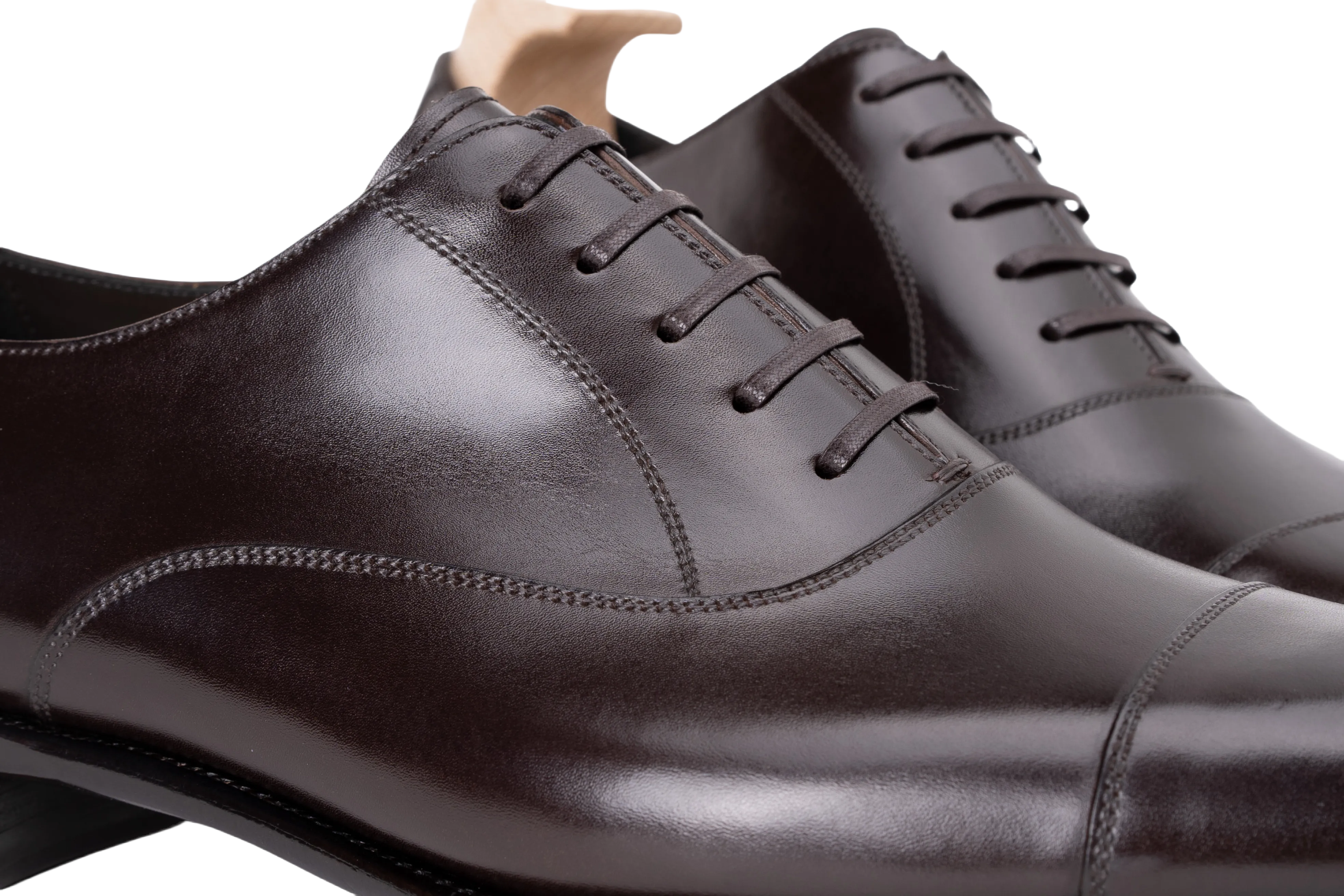 Raj Singhs Cap Toe Oxford – Handcrafted Dark Brown Italian Leather Dress Shoes
