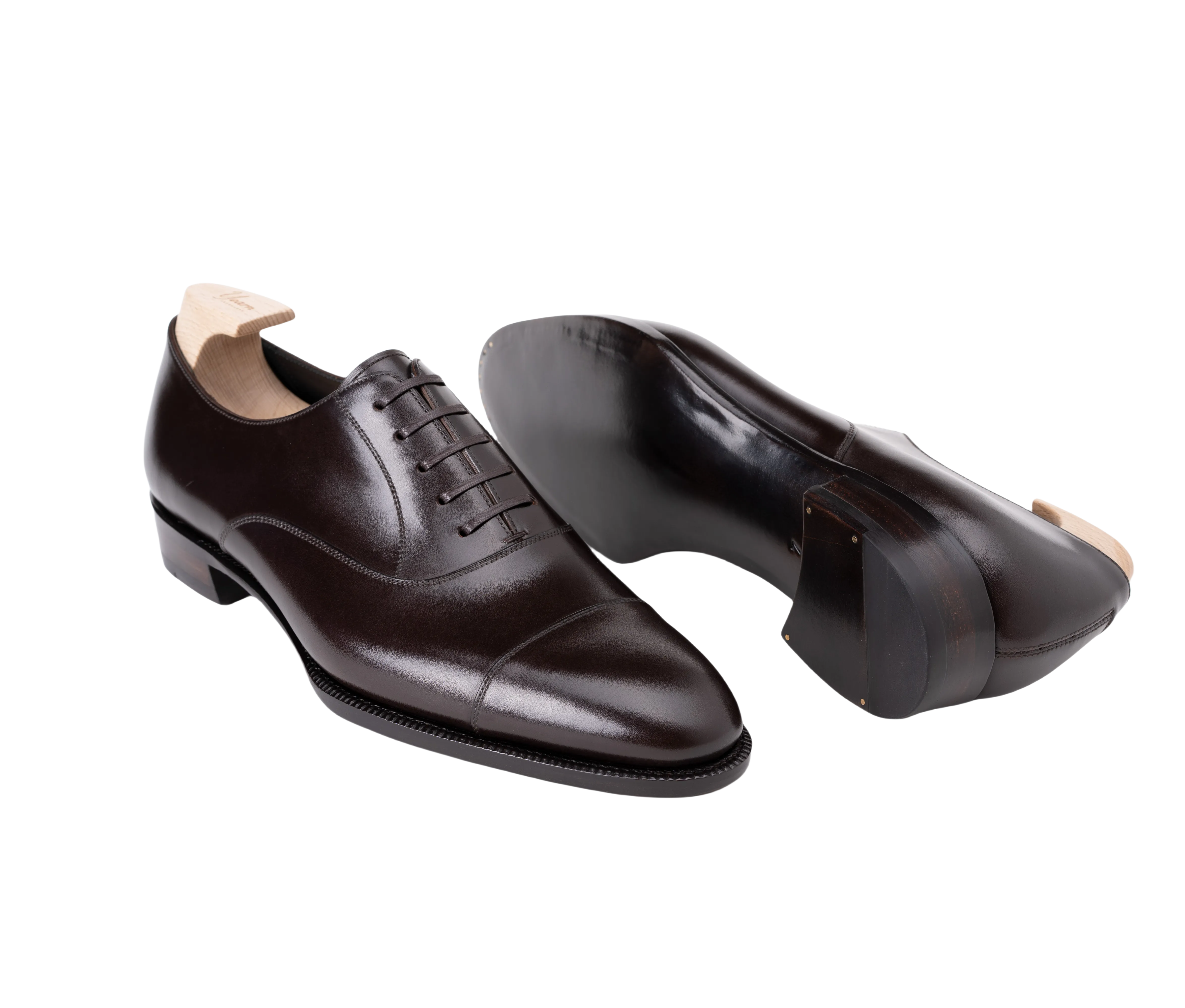 Raj Singhs Cap Toe Oxford – Handcrafted Dark Brown Italian Leather Dress Shoes