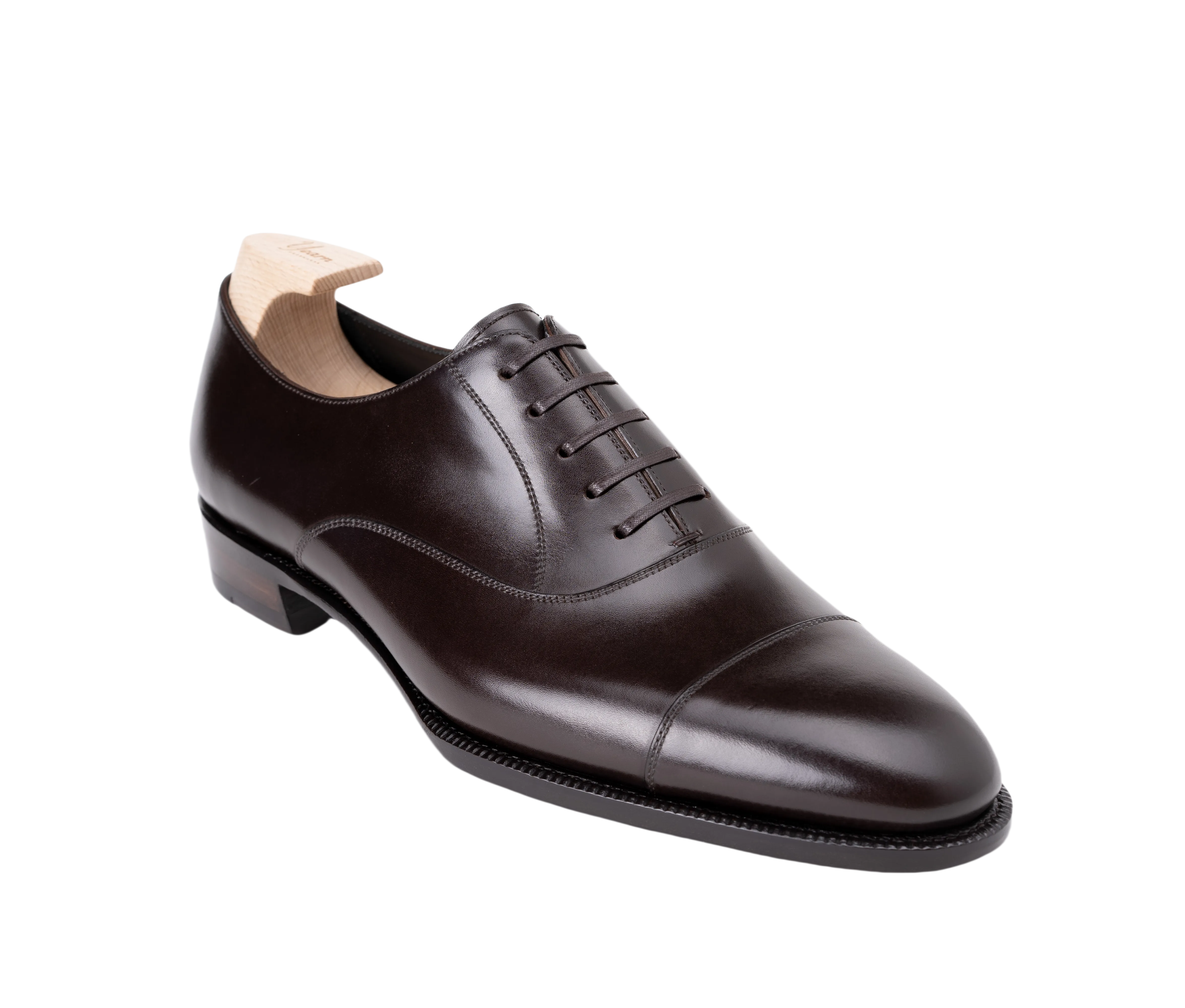Raj Singhs Cap Toe Oxford – Handcrafted Dark Brown Italian Leather Dress Shoes