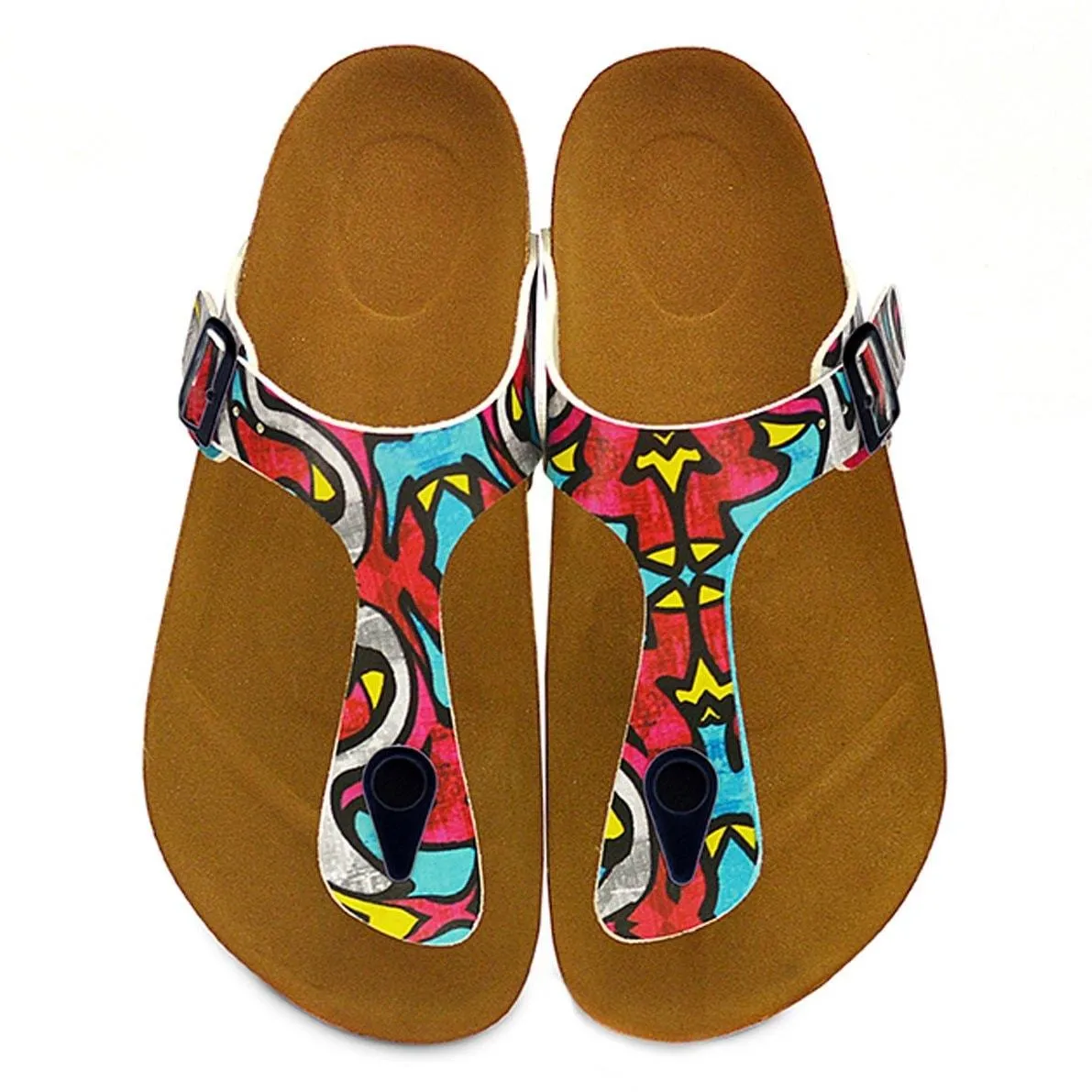 Red, Blue, Yellow Geometric Patterned Sandal - CAL515