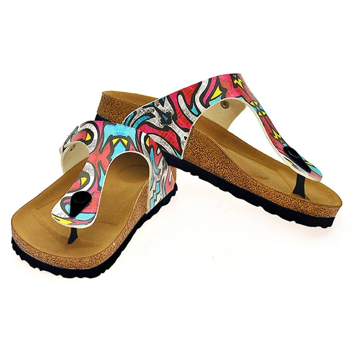 Red, Blue, Yellow Geometric Patterned Sandal - CAL515