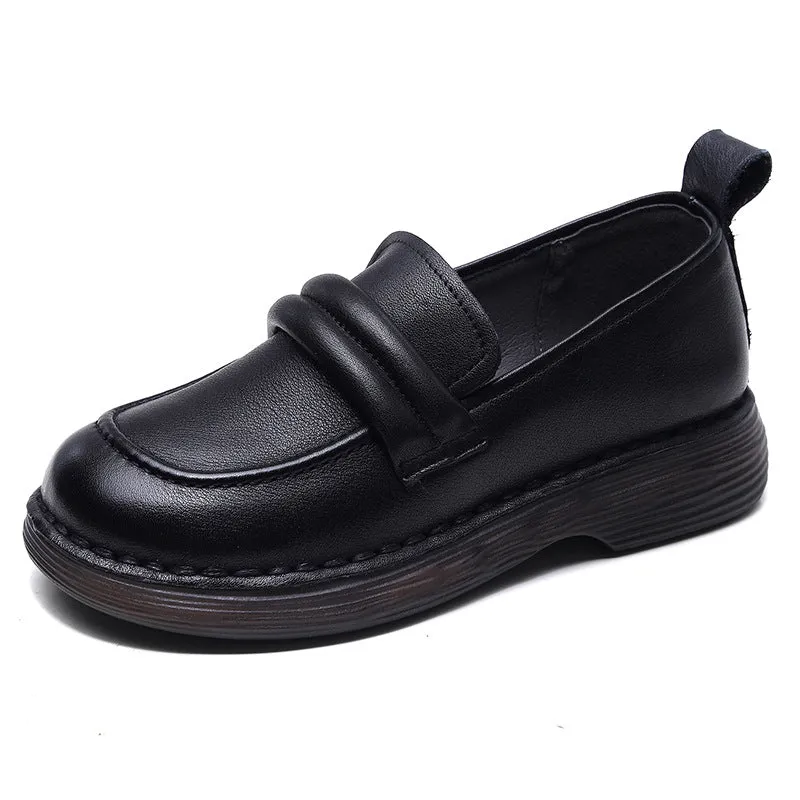 Retro Soft Sole Genuine Leather Handmade Ladies Shoe Cover Feet Round Toe Leather Shoes